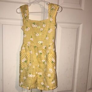 Girl’s Gingham Floral Romper